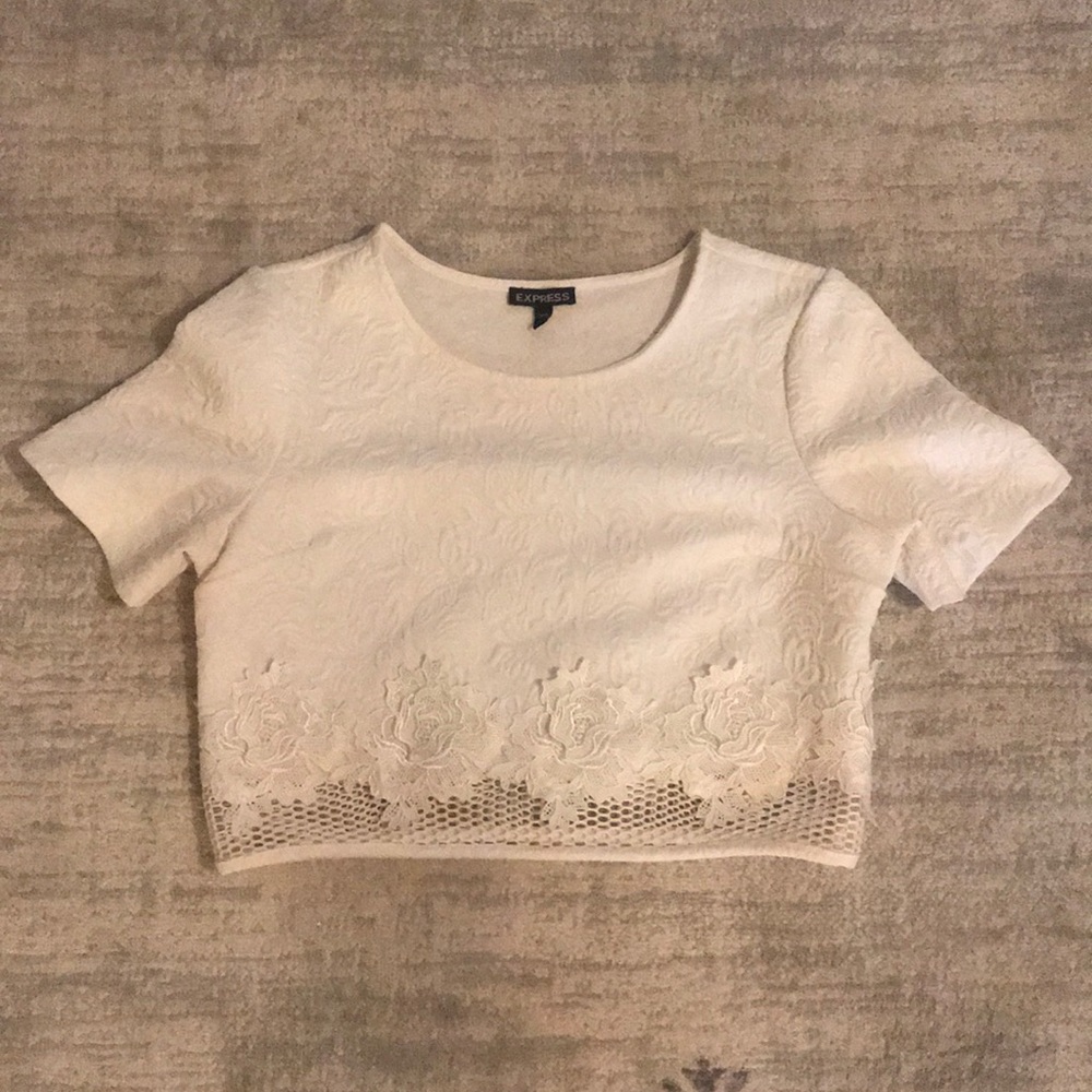 Express dressy white crop top size medium